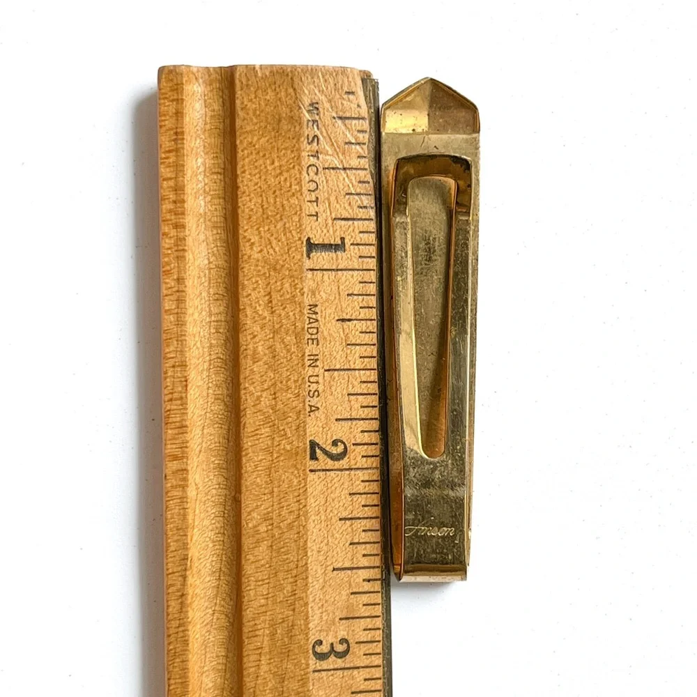 Mid Century Alligator Croc Leather Tie Clip ANSON Money Clip Vintage 1950’s